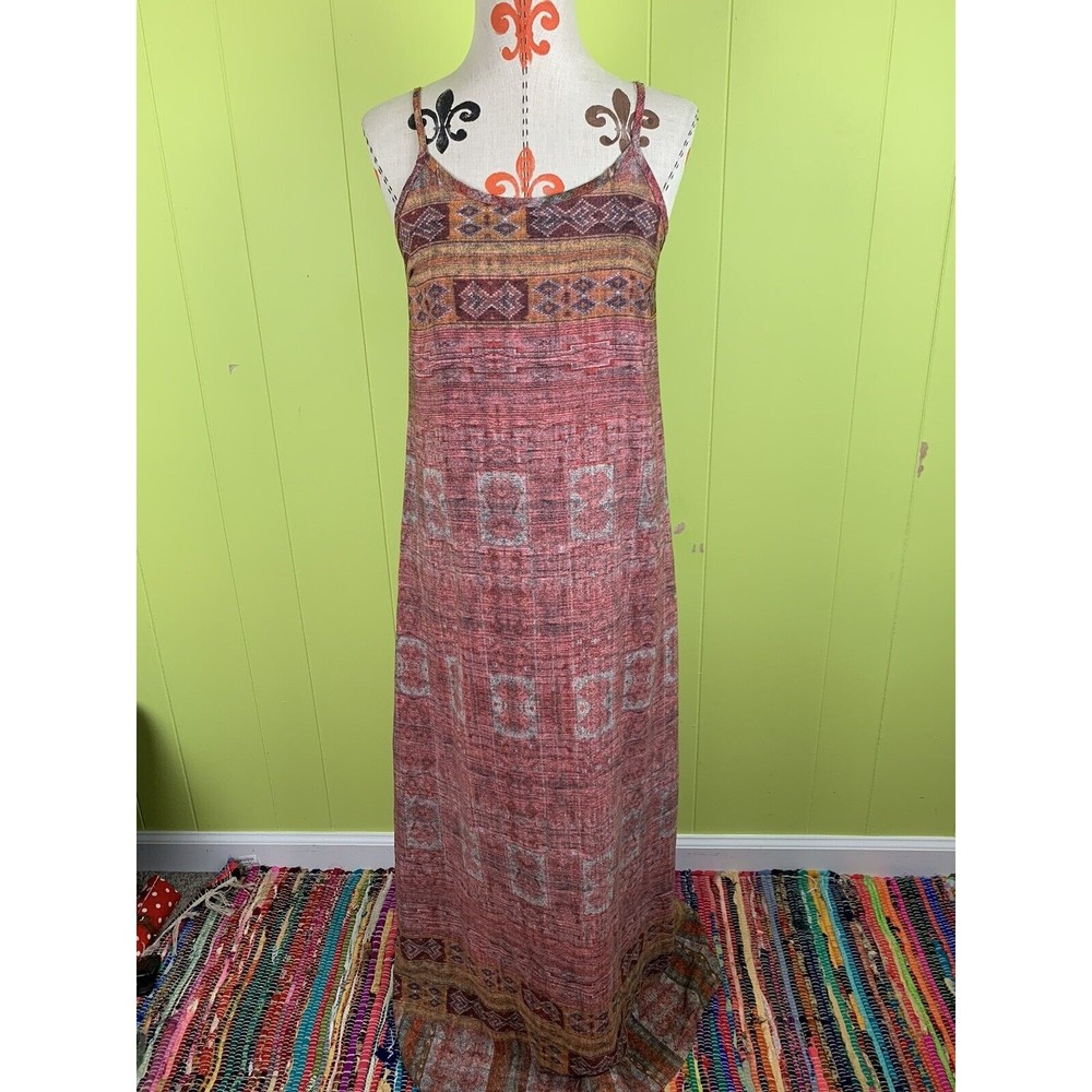 Soprano Woman's Dress XS Spaghetti Strap Aztec Print Purple Orange USA Made